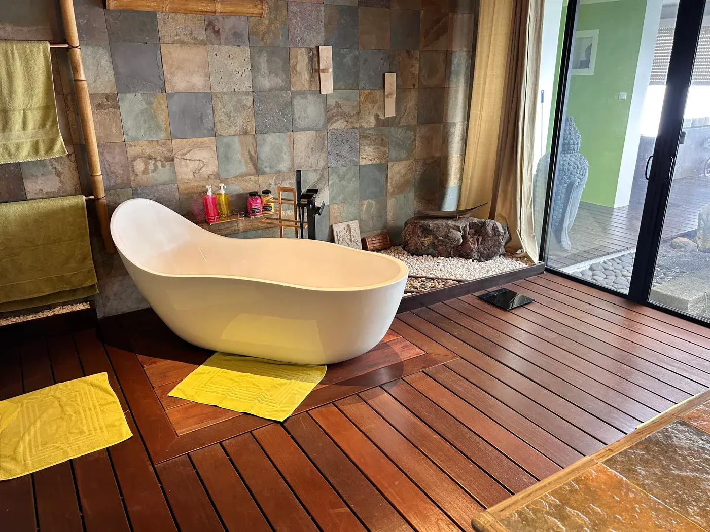 Master bathroom shower at Villa Paradise Tahiti